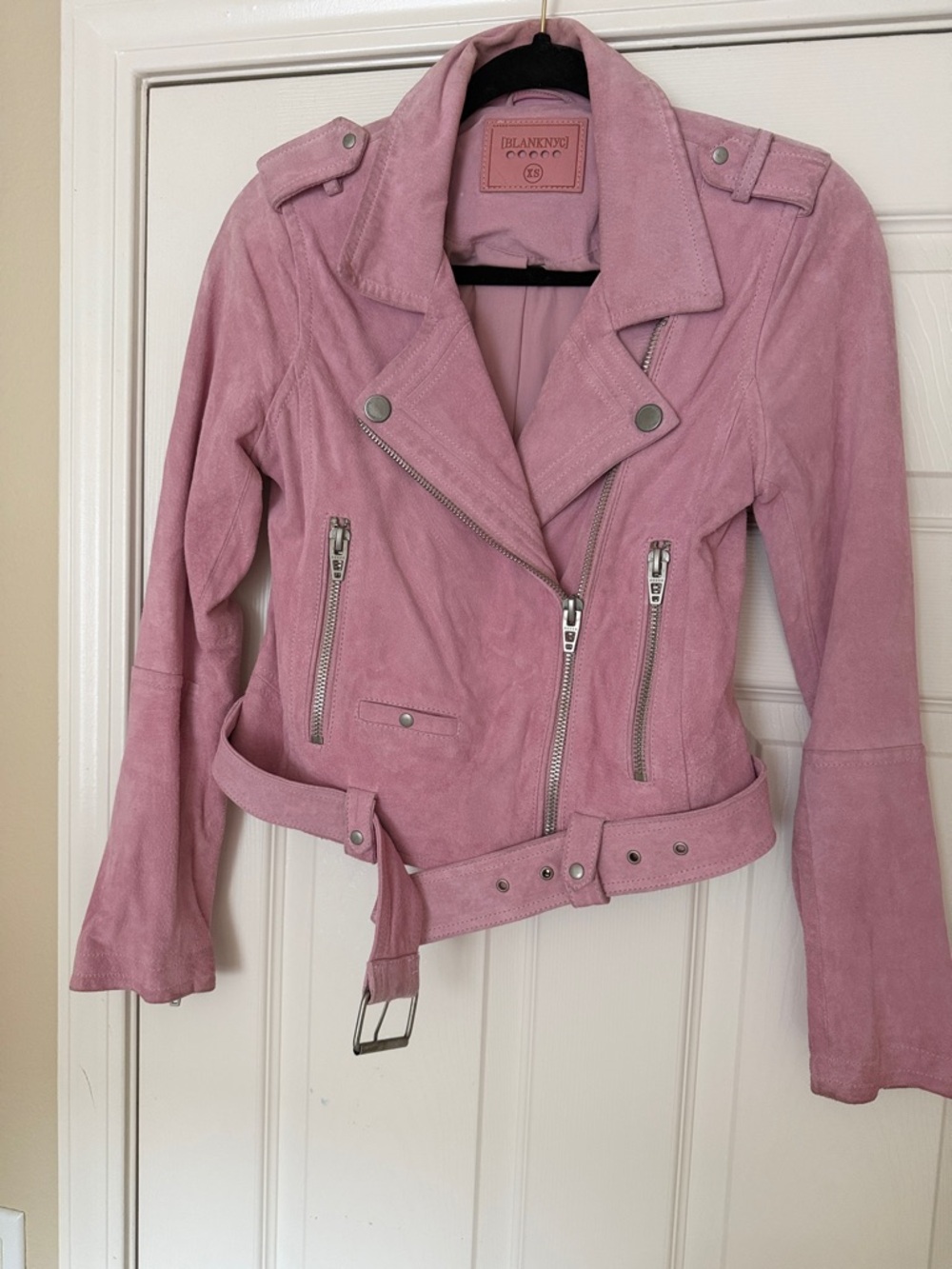 Blank NYC Dusty Pink Suede Moto Jacket